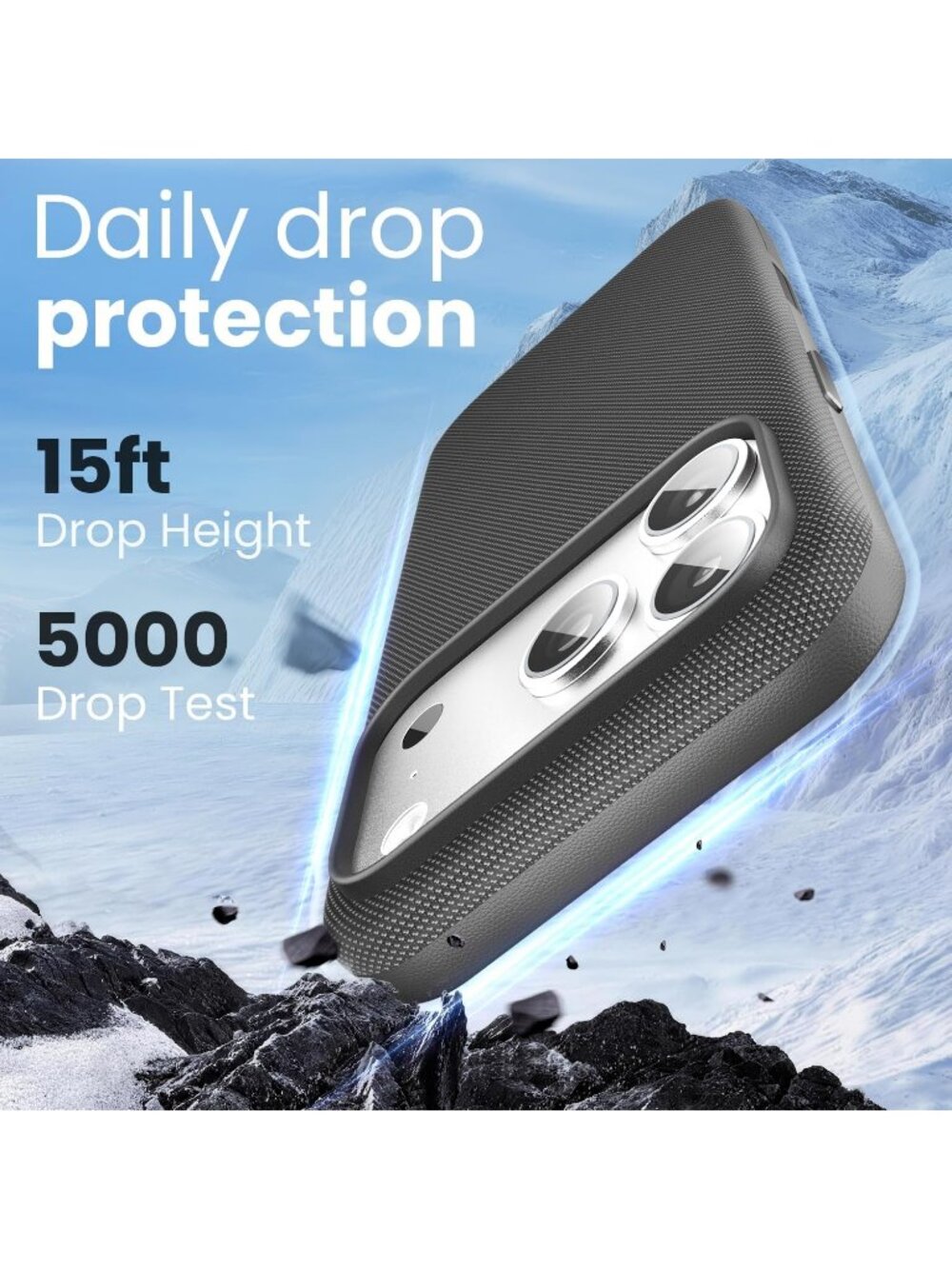 iPhone 18 Pro Max Black Techwoven Drop Protection Shockproof Skin-Friendly Case - Picture 3 of 7
